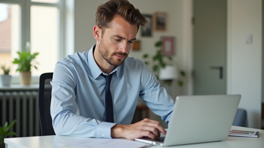 Homme d'affaires vérifiant son calendrier de paiement sur ordinateur portable