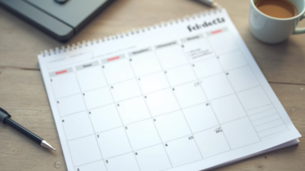 Calendrier mensuel avec dates marquées et stylo sur bureau professionnel