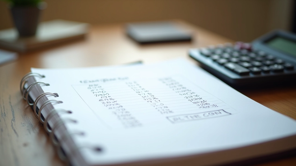 Calculatrice et notes manuscrites montrant le calcul d'un pourcentage de réserve