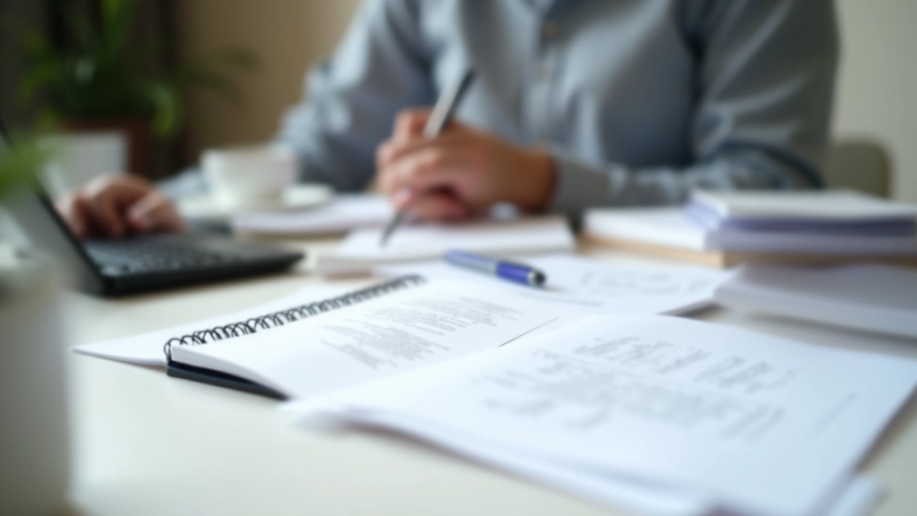 Planning financier organisé avec documents, stylo et calculatrice sur un bureau