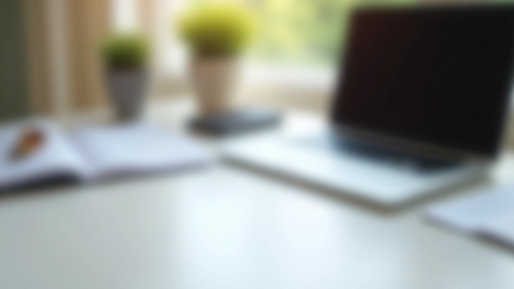 Espace de travail professionnel avec ordinateur et documents financiers, organisation claire et minimaliste